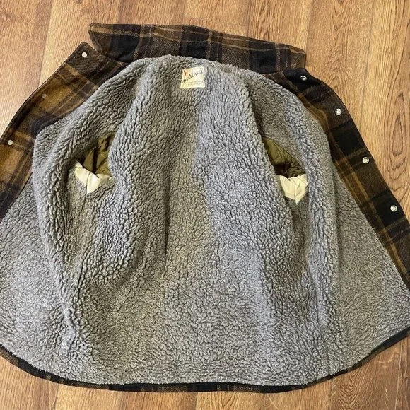 Men's WOOL SHEEPSKIN Plaid Coat LAND-N-LAKES Coat Vintage Men's Sheepskin Jacket